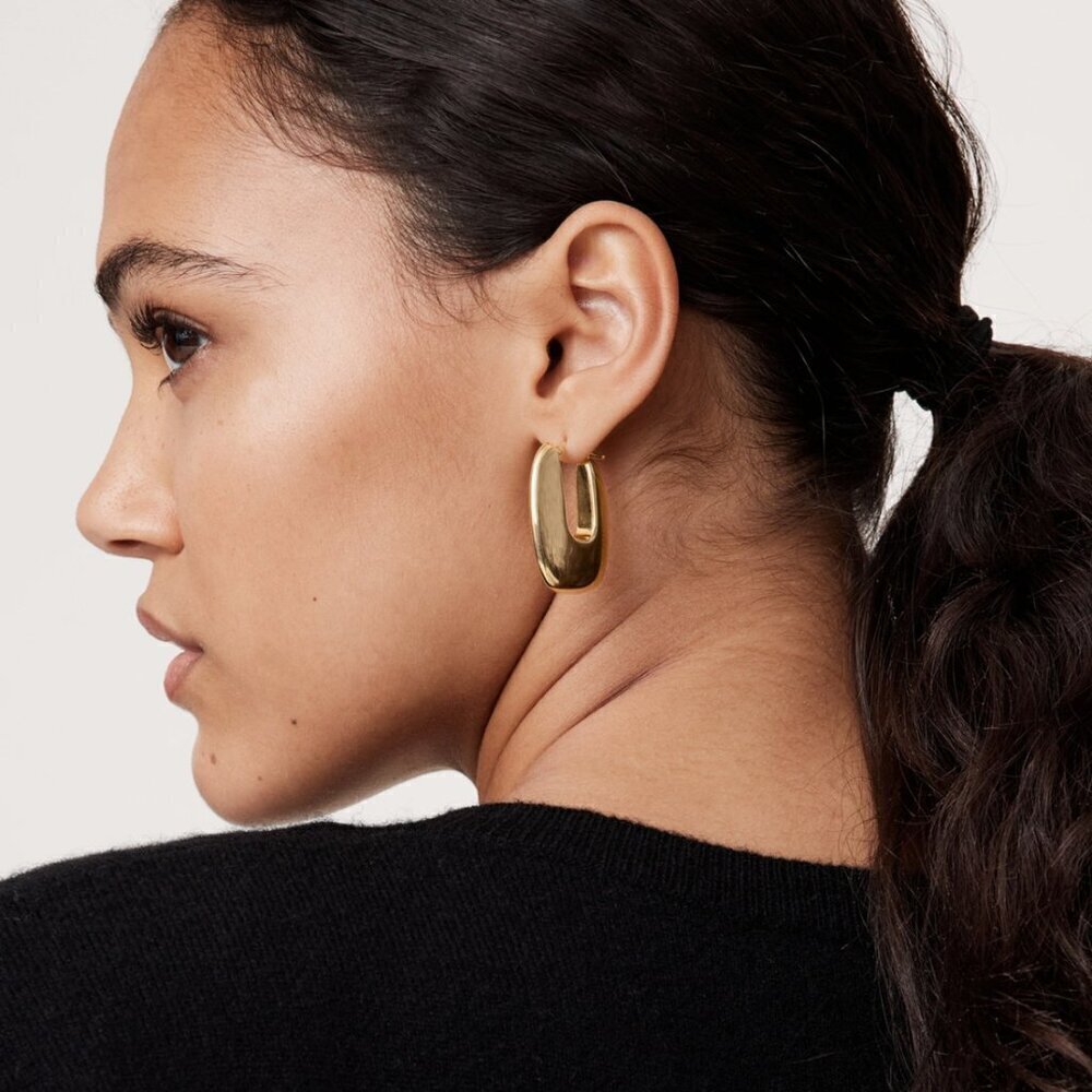NWT Banana Republic Ravena U-Profile Earrings Aureus + Argent 12K-gold plated